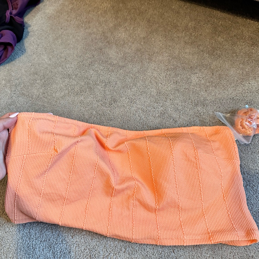 Orange knit/cotton bikini top tube top Aerie